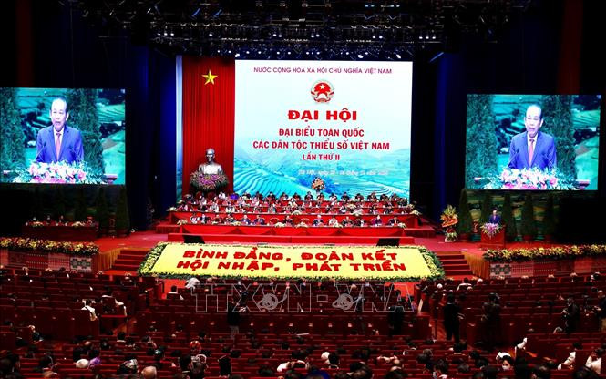 Quang cảnh Phiên bế mạc. Ảnh: Dương Giang - TTXVN Thông qua Quyết tâm thư của Đại hội đại biểu toàn quốc các dân tộc thiểu số Việt Nam lần thứ II ảnh 8