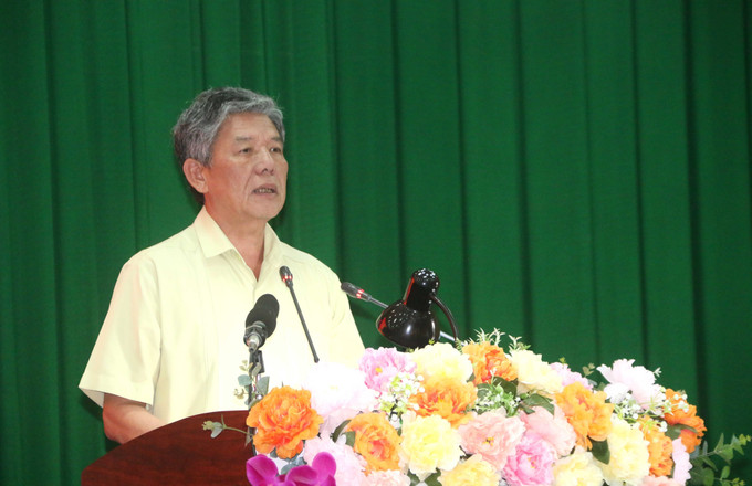 Bí thư Tỉnh ủy Trà Vinh Ngô Chí Cường phát biểu tại Hội nghị. Ảnh: Thanh Hòa-TTXVN Trà Vinh đổi mới, phát triển, nâng cao chất lượng giáo dục phổ thông ảnh 1