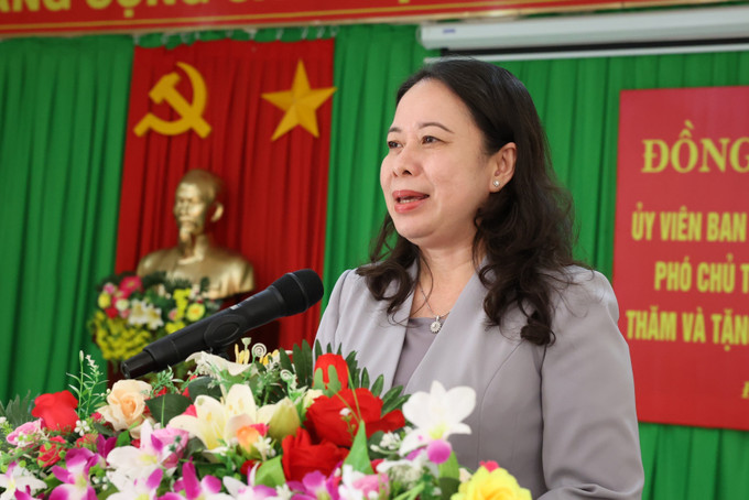 Phó Chủ tịch nước Võ Thị Ánh Xuân phát biểu tại buổi thăm Trung tâm Bảo trợ xã hội tỉnh Đắk Lắk. Ảnh: Tuấn Anh – TTXVN Phó Chủ tịch nước Võ Thị Ánh Xuân thăm và tặng quà tại Đắk Lắk ảnh 3