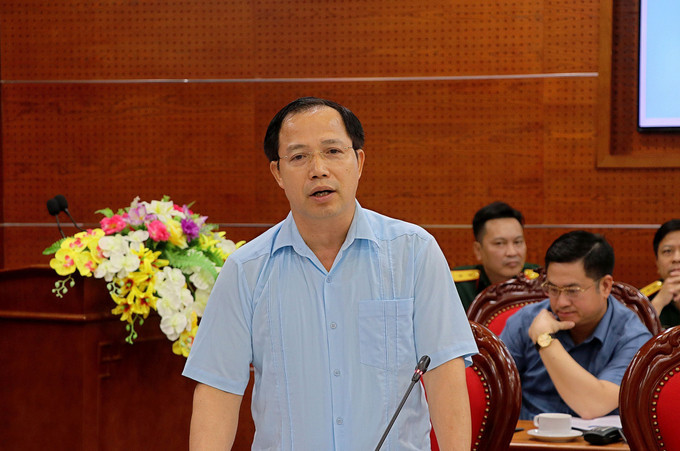 Ông Nguyễn Văn Toàn, Phó Chủ tịch UBND tỉnh Hòa Bình phát biểu tại buổi làm việc. Ảnh: Thanh Hải - TTXVN Hòa Bình sẽ diễn tập phòng thủ dân sự ứng phó thảm họa ảnh hưởng đến đập hồ thủy điện ảnh 2