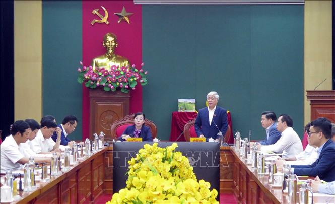 Đồng chí Đỗ Văn Chiến, Bí thư Trung ương Đảng, Bộ trưởng, Chủ nhiệm Ủy ban Dân tộc phát biểu tại buổi làm việc. Ảnh: Trần Trang - TTXVN Đẩy mạnh Chương trình mục tiêu Quốc gia về phát triển kinh tế xã hội vùng dân tộc thiểu số ảnh 1