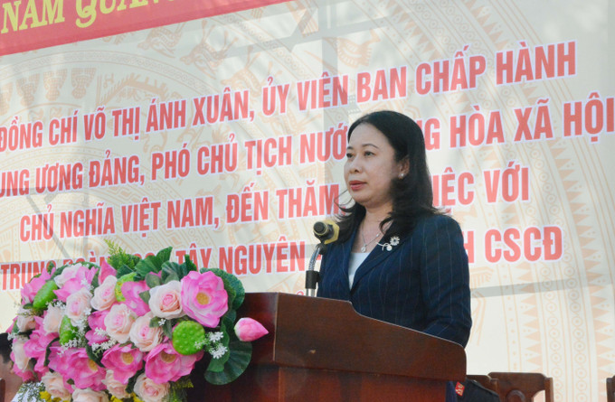 Phó Chủ tịch nước Võ Thị Ánh Xuân phát biểu tại buổi làm việc với Trung đoàn Cảnh Sát Cơ động Tây Nguyên. Ảnh: Tuấn Anh – TTXVN Phó Chủ tịch nước Võ Thị Ánh Xuân thăm và làm việc tại tỉnh Đắk Lắk ảnh 8