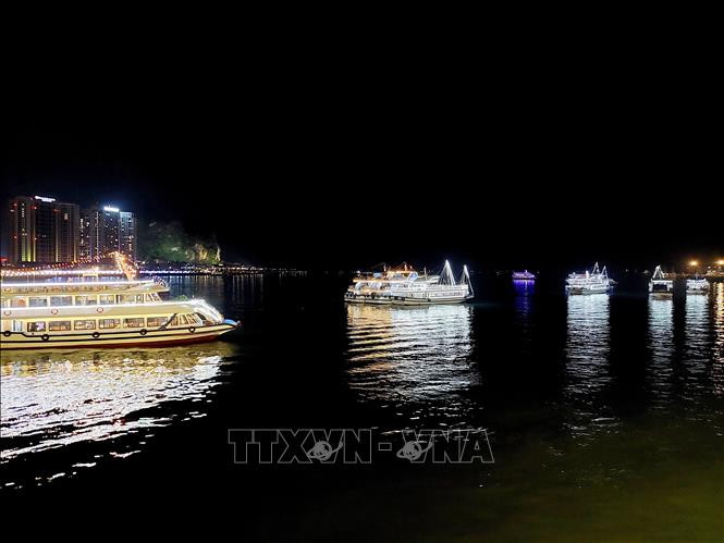 "Phố đêm du thuyền" quy tụ 30 tàu đẳng cấp 4-5 sao, đưa du khách vào hải trình khám phá thành phố biển Hạ Long về đêm. Ảnh: Thanh Vân-TTXVN Phố đêm du thuyền - sản phẩm du lịch mới của Quảng Ninh ảnh 3