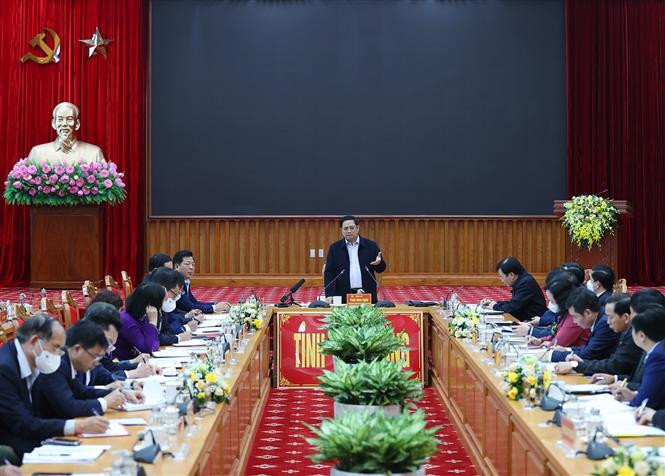 Thủ tướng Phạm Minh Chính phát biểu tại buổi làm việc. Ảnh: Dương Giang-TTXVN Thủ tướng Phạm Minh Chính: Hỗ trợ Cao Bằng đảm bảo an sinh xã hội, nhất là vùng đồng bào dân tộc thiểu số và miền núi ảnh 2