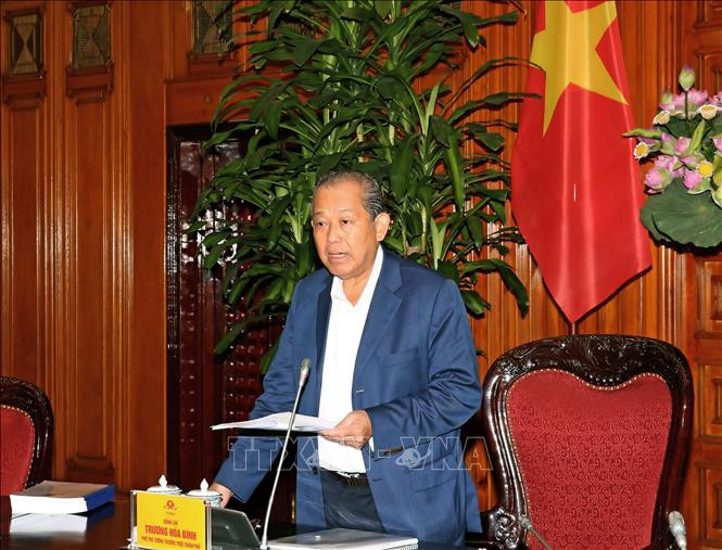 Phó Thủ tướng Thường trực Chính phủ Trương Hoà Bình phát biểu. Ảnh: Doãn Tấn - TTXVN Phó Thủ tướng Thường trực Trương Hòa Bình: Tiếp tục đẩy mạnh phát triển kinh tế-xã hội vùng đồng bào dân tộc thiểu số ảnh 1