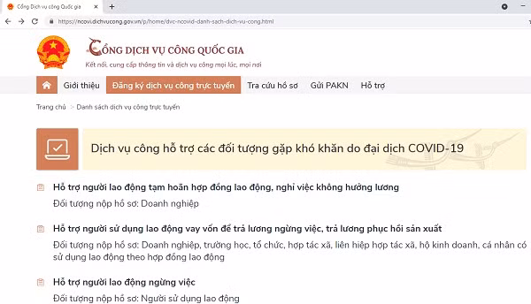 Cổng Dịch vụ công quốc gia có 8 dịch vụ hỗ trợ người lao động và doanh nghiệp ảnh 1