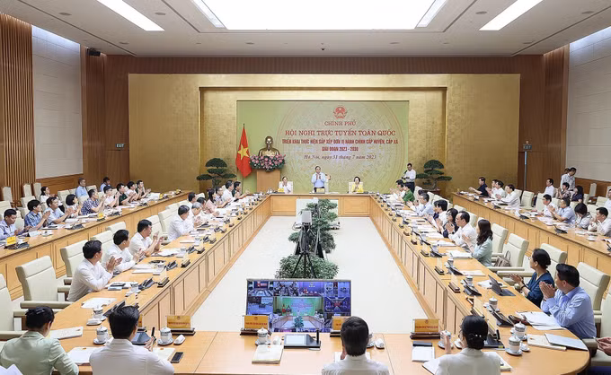 Thủ tướng Phạm Minh Chính chủ trì Hội nghị trực tuyến toàn quốc về sắp xếp đơn vị hành chính cấp huyện, cấp xã ảnh 2