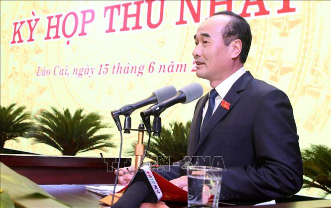 Đồng chí Vũ Xuân Cường, Phó Bí thư Thường trực Tỉnh ủy Lào Cai, Chủ tịch Hội đồng Nhân dân tỉnh Lào Cai khóa XVI, nhiệm kỳ 2021-2026. Ảnh: Quốc Khánh - TTXVN Ông Vũ Xuân Cường được bầu giữ chức Chủ tịch Hội đồng nhân dân tỉnh Lào Cai ảnh 1