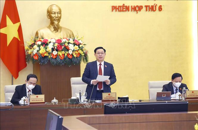 Chủ tịch Quốc hội Vương Đình Huệ phát biểu khai mạc. Ảnh: Doãn Tấn – TTXVN Khai mạc Phiên họp thứ 6 của Ủy ban Thường vụ Quốc hội ảnh 1