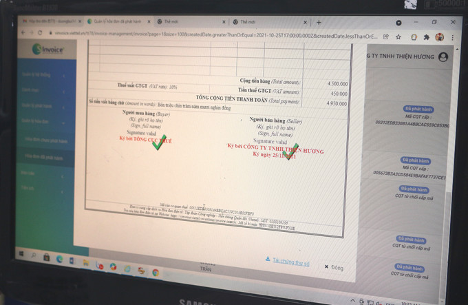 Hóa đơn điện tử có tích xanh mới được xác nhận là đăng ký thành công. Ảnh: Thanh Vân-TTXVN Loạt chính sách kinh tế mới có hiệu lực từ tháng 7/2022 ảnh 1
