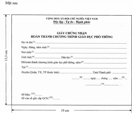 Bộ GD&ĐT vừa ban hành Thông tư quy định mẫu Giấy chứng nhận hoàn thành chương trình giáo dục phổ thông; hiệu lực thi hành từ 13/8/2020.Ảnh :giaoducthoidai.vn Quy định mới về mẫu Giấy chứng nhận hoàn thành chương trình giáo dục phổ thông ảnh 2