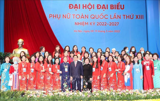 Thủ tướng Phạm Minh Chính và các đại biểu tại Đại hội. Ảnh: TTXVN Thủ tướng Phạm Minh Chính: Tiếp tục phát huy tiềm năng, sức sáng tạo của phụ nữ Việt Nam ảnh 2
