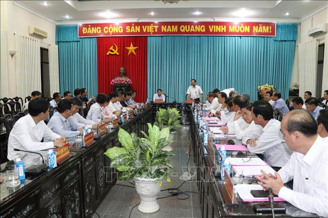 Toàn cảnh buổi làm việc. Ảnh: Huỳnh Phúc Hậu - TTXVN Thông Tấn Xã Việt Nam và tỉnh Bến Tre tăng cường hợp tác thông tin ảnh 1