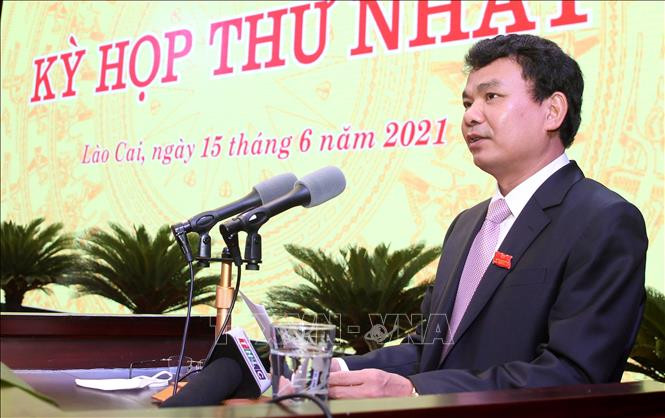 Đồng chí Đặng Xuân Phong, Ủy viên Trung ương Đảng, Bí thư Tỉnh ủy Lào Cai phát biểu khai mạc kỳ họp. Ảnh: Quốc Khánh – TTXVN Ông Vũ Xuân Cường được bầu giữ chức Chủ tịch Hội đồng nhân dân tỉnh Lào Cai ảnh 2