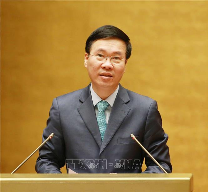 Đồng chí Võ Văn Thưởng, Uỷ viên Bộ Chính trị, Thường trực Ban Bí thư phát biểu tại hội nghị. Ảnh: Phương Hoa - TTXVN Khai mạc Hội nghị Đối ngoại toàn quốc triển khai thực hiện Nghị quyết Đại hội XIII của Đảng ảnh 2