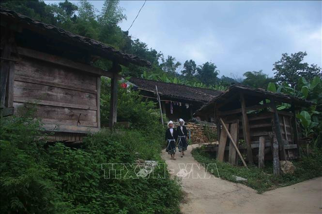 Những nếp nhà lớp bằng ngói âm đương và kho chứa thóc tạo nên nét riêng biệt chỉ có ở xóm Hoài Khao. Ảnh: Chu Hiệu - TTXVN Xây dựng Hoài Khao thành Làng du lịch cộng đồng ảnh 4