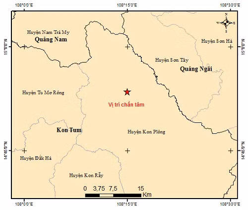 Động đất có độ lớn 3.9 xảy ra tại huyện Kon Plông ảnh 1