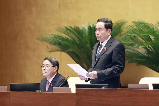 Phó Chủ tịch Thường trực Quốc hội Trần Thanh Mẫn điều hành phiên khai mạc. Ảnh: Doãn Tấn - TTXVN Khai mạc trọng thể Kỳ họp thứ 5, Quốc hội khóa XV ảnh 4