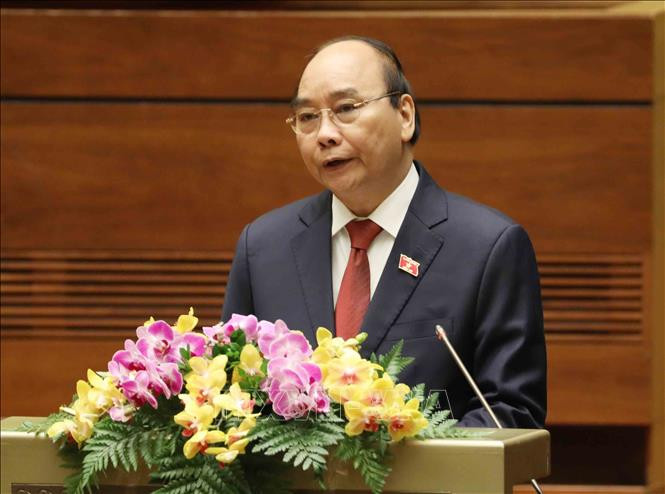 Chủ tịch nước Nguyễn Xuân Phúc phát biểu. Ảnh: Phương Hoa - TTXVN Chủ tịch nước Nguyễn Xuân Phúc: Nâng cao hiệu lực, hiệu quả hoạt động của Đảng ủy Khối các cơ quan Trung ương ảnh 1