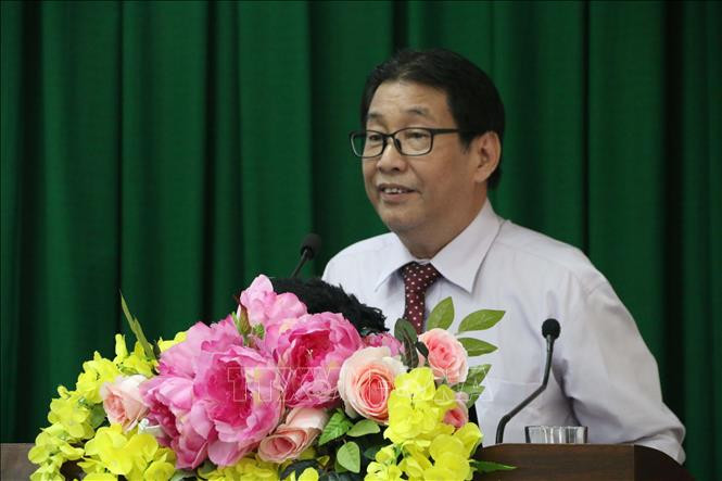 Ông Lê Minh Khánh – Phó Cục trưởng Cục công tác phía Nam (Bộ Khoa học và Công nghệ) thông tin về Chương trình khởi nghiệp quốc gia tại hội nghị. Ảnh: Thanh Hòa - TTXVN Trà Vinh tập trung xây dựng Làng khởi nghiệp xanh ảnh 2