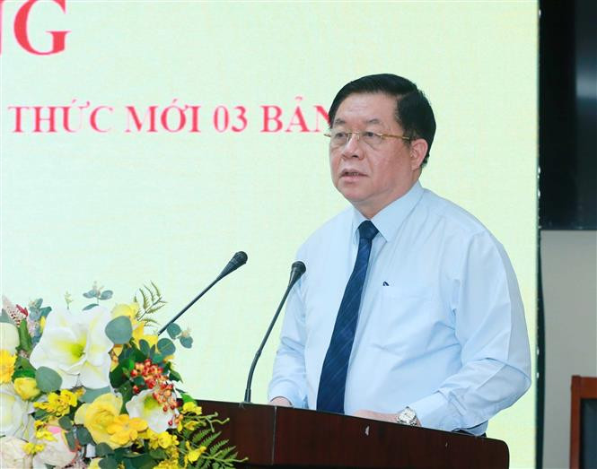 Đồng chí Nguyễn Trọng Nghĩa, Bí thư Trung ương Đảng, Trưởng Ban Tuyên giáo Trung ương phát biểu tại buổi lễ. Ảnh: Phương Hoa - TTXVN Ban Tuyên giáo Trung ương khai trương Ứng dụng Thông tin Tuyên giáo và ra mắt hình thức mới 3 bản tin ảnh 1