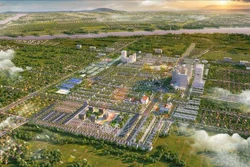 Phối cảnh dự án khu đô thị đa tiện ích cao cấp theo phong cách Nhật Bản đầu tiên tại Châu Đốc (An Giang). Ảnh: Công Mạo-TTXVN