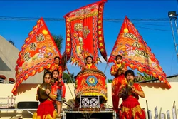 Hình ảnh tập luyện của đoàn Lân Sư Rồng Tú Anh Đường. Ảnh: Ánh Tuyết - TTXVN