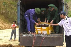 Biên phòng Lào Cai bắt và tiêu hủy hàng tấn thực phẩm không rõ nguồn gốc