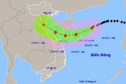 Hướng di chuyển của bão số 6. Ảnh: TTXVN/phát