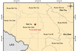 Bản đồ chấn tâm động đất ở huyện Mộc Châu. Ảnh: http://igp-vast.vn/