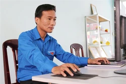 Anh Nguyễn Hoàng Tiến, Phó Bí thư Huyện đoàn, Chủ tịch Hội Liên hiệp thanh niên Việt Nam huyện Ninh Sơn (Ninh Thuận), người có nhiều đóng góp quan trọng trong phát triển phong trào thanh niên ở địa phương. Ảnh: Nguyễn Thành – TTXVN