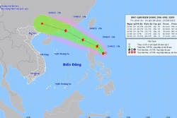Bản đồ đường đi của bão Ma-on (chiều 22/8). Ảnh: TTXVN phát