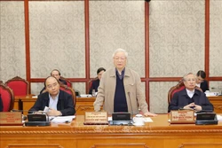 Tổng Bí thư, Chủ tịch nước Nguyễn Phú Trọng phát biểu chỉ đạo cuộc họp. Ảnh: Trí Dũng - TTXVN