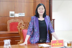 Bí thư Trung ương Đảng, Trưởng Ban Dân vận Trung ương Bùi Thị Minh Hoài phát biểu tại buổi làm việc. Ảnh: TTXVN phát.