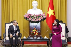 Phó Chủ tịch nước Võ Thị Ánh Xuân tiếp Chủ tịch Hãng Thông tấn Kyodo News (Nhật Bản) Toru Mizutani. Ảnh: An Đăng - TTXVN