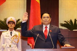 Thủ tướng Chính phủ Phạm Minh Chính tuyên thệ nhậm chức trước Quốc hội, đồng bào và cử tri cả nước. Ảnh: Trí Dũng - TTXVN