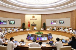 Sáng 6/9/2021, tại Trụ sở Chính phủ, Thủ tướng Phạm Minh Chính chủ trì Phiên họp Chính phủ thường kỳ về tình hình phát triển kinh tế-xã hội tháng 8 và triển khai nhiệm vụ những tháng cuối năm 2021. Ảnh: Dương Giang-TTXVN