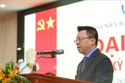 Đồng chí Lê Quốc Minh, Tổng biên tập báo Nhân Dân, Chủ tịch Hội Nhà báo Việt Nam phát biểu. Ảnh: Tuấn Đức - TTXVN