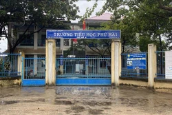 Tất cả trường học trên địa bàn tỉnh Ninh Thuận đã cho học sinh nghỉ học để tránh mưa lũ. Ảnh: Công Thử - TTXVN