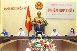 Chủ tịch Quốc hội Vương Đình Huệ phát biểu khai mạc Phiên họp thứ 7, Hội đồng Bầu cử quốc gia. Ảnh: Doãn Tấn – TTXVN
