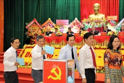 Đại biểu tiến hành bỏ phiếu bầu Ủy viên Ban Chấp hành Đảng bộ tỉnh An Giang khóa XI, nhiệm kỳ 2020 - 2025. Ảnh: Thanh Sang- TTXVN