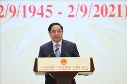 Thủ tướng Phạm Minh Chính đọc diễn văn tại Lễ kỷ niệm. Ảnh: Dương Giang-TTXVN 