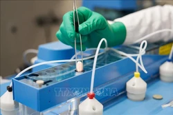 Thuốc Paxlovid điều trị COVID-19 của Pfizer được nghiên cứu tại phòng thí nghiệm ở Freiburg, Đức. Ảnh: AFP/TTXVN 