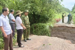 Mưa lớn gây sạt lở đường tuần tra biên giới ở huyện Tân Châu, tỉnh Tây Ninh