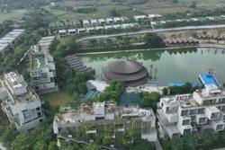 Dự án resort Vedana khai thác tối đa các yếu tố văn hóa bản địa kết hợp cùng xu hướng du lịch sinh thái ở khu vực miền núi xã Cúc Phương, huyện Nho Quan, tỉnh Ninh Bình. Ảnh: Hải Yến - TTXVN 