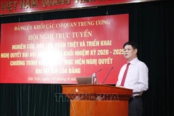 Đồng chí Huỳnh Tấn Việt, Ủy viên Trung ương Đảng, Bí thư Đảng ủy Khối các cơ quan Trung ương phát biểu khai mạc Hội nghị. Ảnh: Phương Hoa - TTXVN
