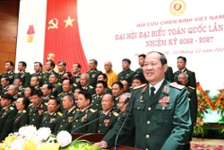 Thượng tướng Bế Xuân Trường, Chủ tịch Hội Cựu chiến binh Việt Nam nhiệm kỳ 2022 - 2027 phát biểu. Ảnh: Trọng Đức - TTXVN