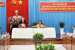 Chủ tịch Quốc hội Nguyễn Thị Kim Ngân phát biểu tại buổi làm việc. Ảnh: Trọng Đức - TTXVN