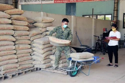 Công ty vật liệu xây dựng Quang Huy, huyện Sông Mã (Sơn La) hoạt động sản xuất trở lại sau khi được vay vốn theo Nghị quyết số 68/NQ-CP ngày 01/7/2021 của Chính phủ. Ảnh: TTXVN 