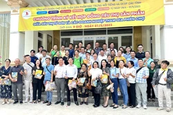 44 doanh nghiệp đến từ các tỉnh: An Giang, Sóc Trăng, Tây Ninh, Kiên Giang, Lâm Đồng và Ninh Thuận tham gia buổi kết nối với nhà phân phối. Ảnh: Thanh Sang - TTXVN